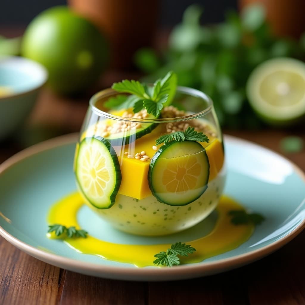 Ceviche de Mango Verde y Pepino con Vinagreta de Limón y Ají Amarillo: Receta Fusion Peruano-Filipina