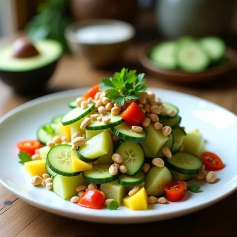 Ceviche de Mango Verde y Pepino con Ají Rocoto: Receta Peruana en Airfryer Crudivegana