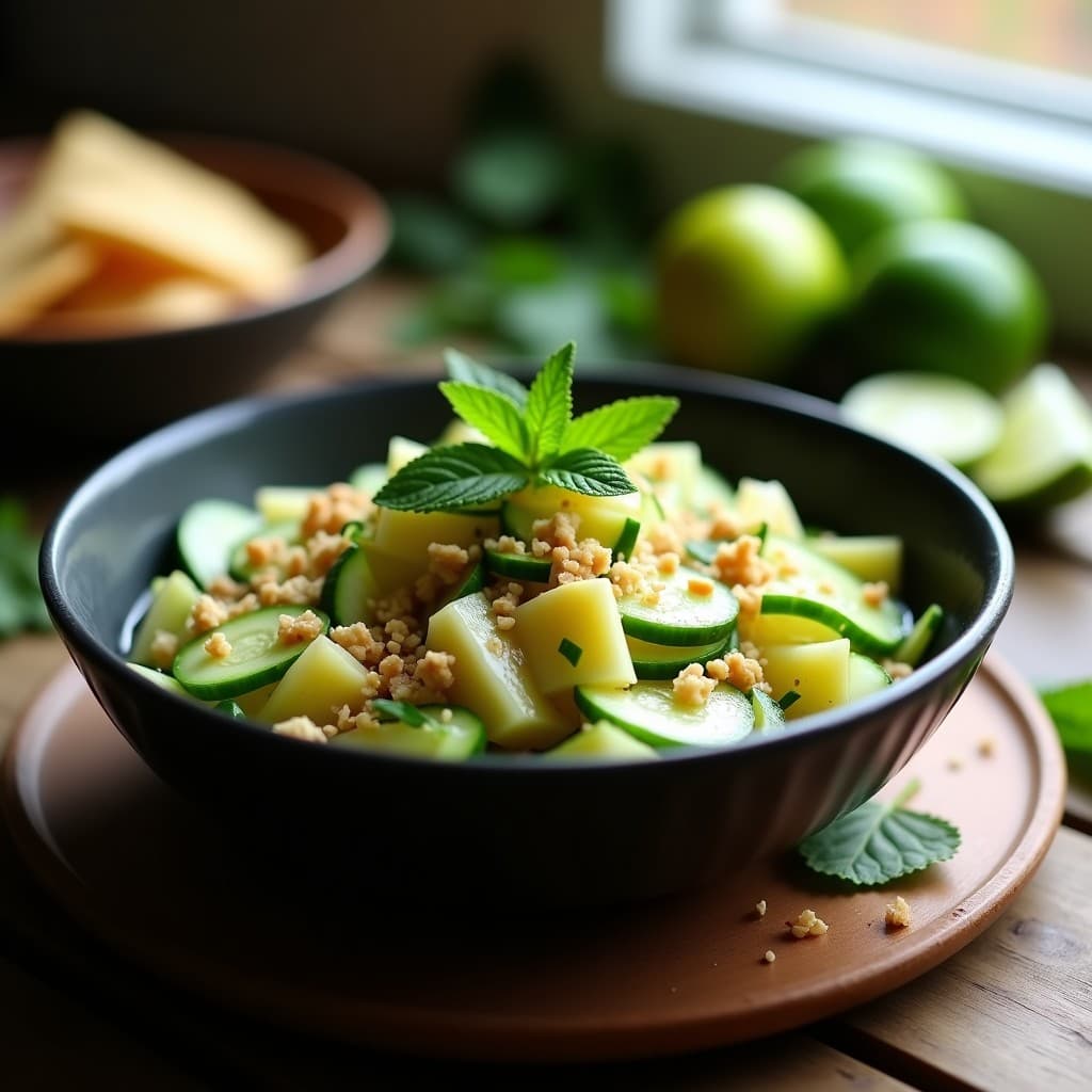 Ceviche de Mango Verde y Pepino con Jengibre: Receta Thai Fresca y Picante