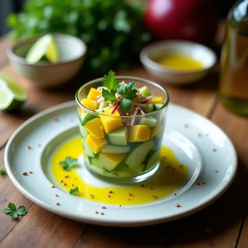Ceviche de Mango Verde y Pepino con Algas Wakame: Receta Vegana Sin Pescado