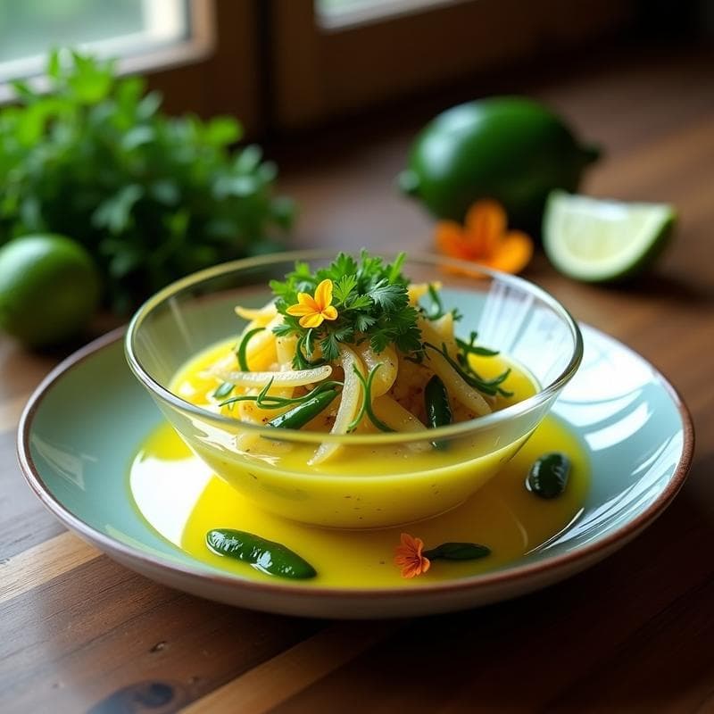Ceviche de Mango Verde y Pimiento de Padrón: Receta Peruana con Toque Galaico