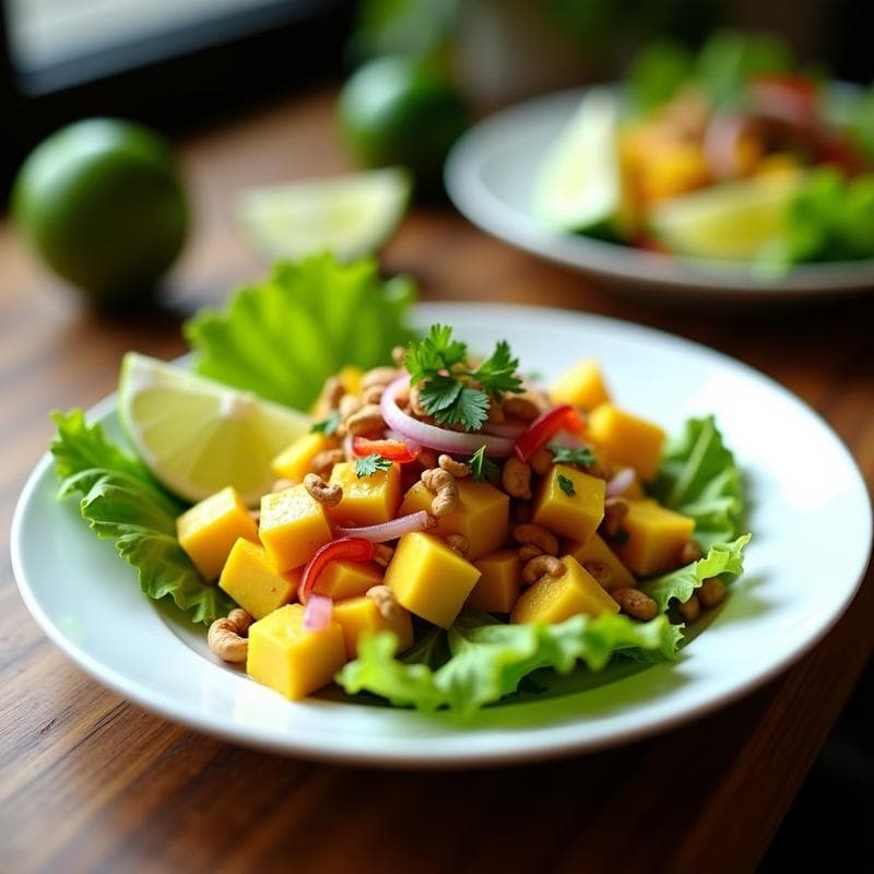 Ceviche de Mango Verde y Pimiento: Entrante Peruano Vegano Sin Cocción