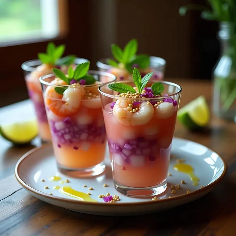 Ceviche de Mangostán y Camarones: Receta Peruana Exótica con Toque Cítrico