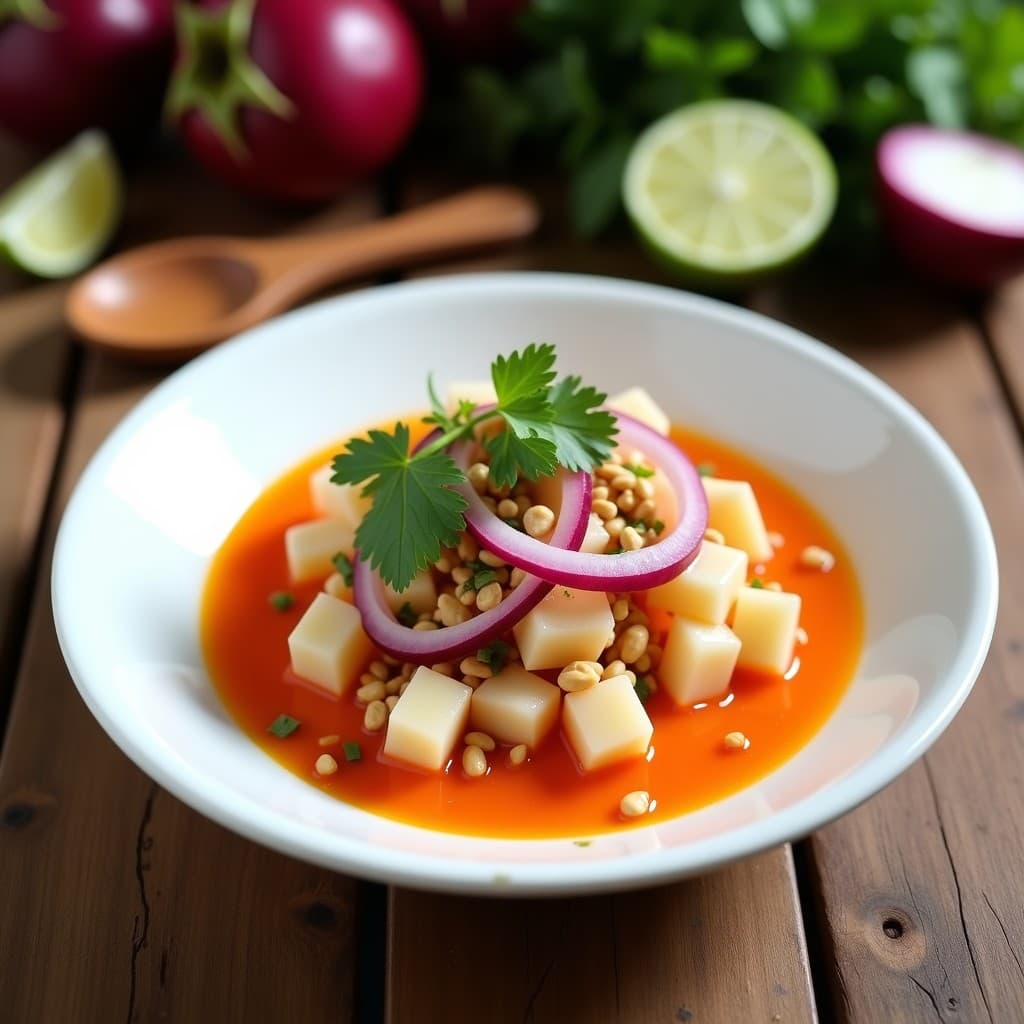 Ceviche de Mangostán con Leche de Tigre de Tamarillo: Receta Thai Vegana y Exótica
