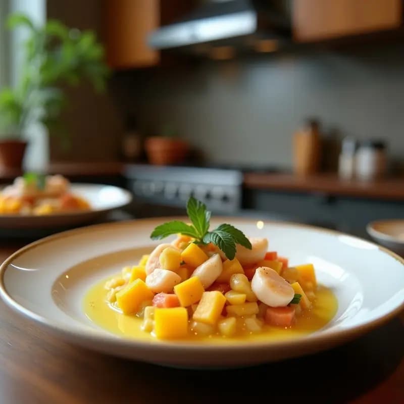 Ceviche de Mezclilla con Mango y Leche de Tigre: Receta Peruana picante para Tupper