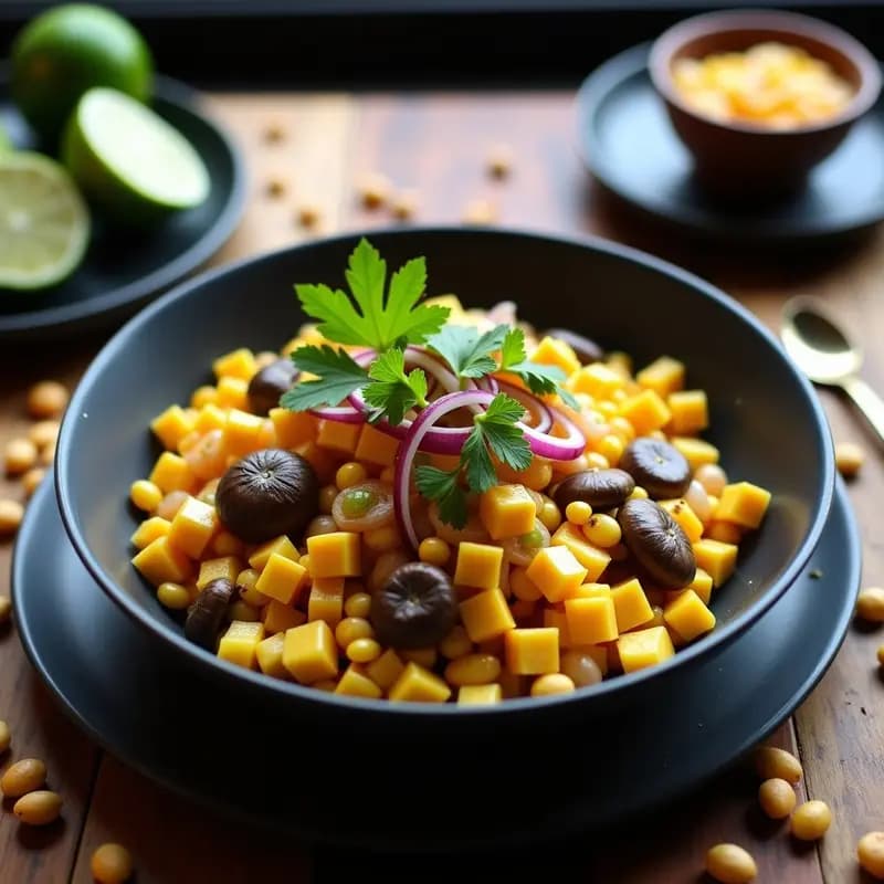 Ceviche Peruano de Mushrooms y Maracuyá: Receta Innovadora Sin Pescado en 15 Minutos