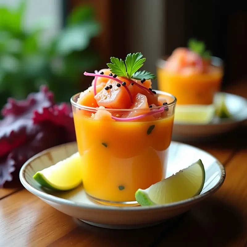 Ceviche Nikkei de Salmón y Maracuyá: Receta Peruano-Japonesa con Toque Tropical