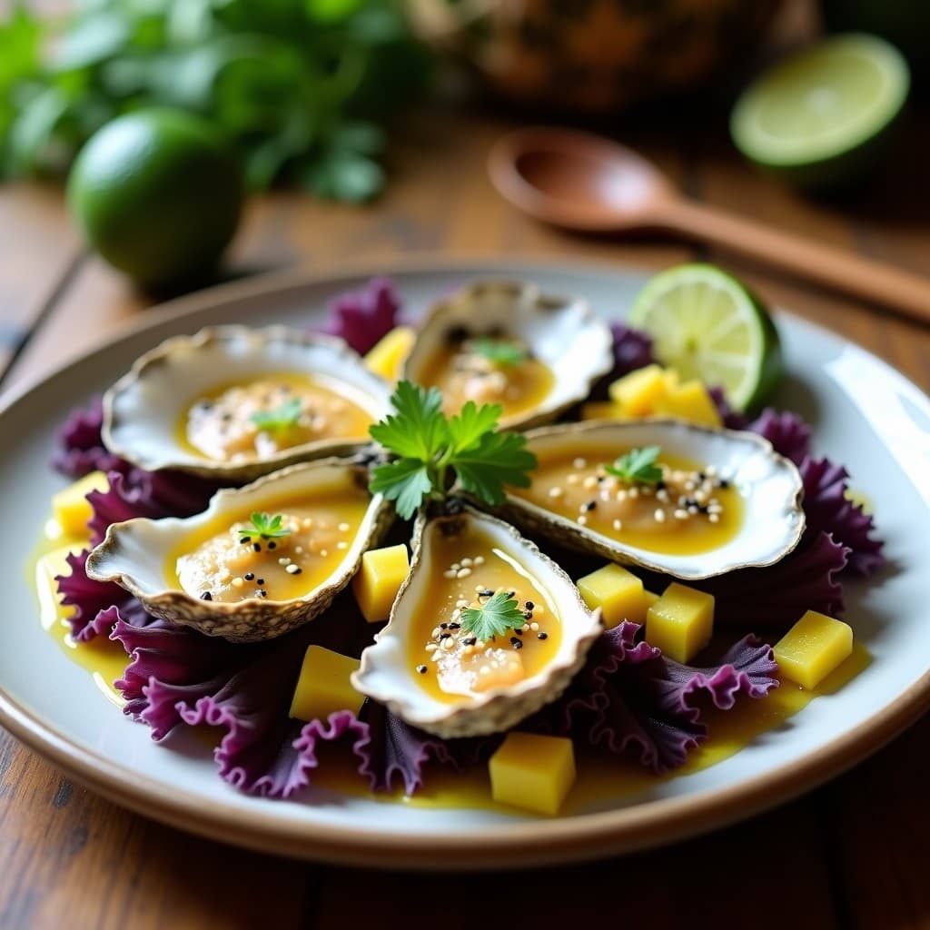 Ceviche de Ostras con Leche de Tigre de Piña y Jalapeño: Receta Mexicana Gourmet en 10 Minutos