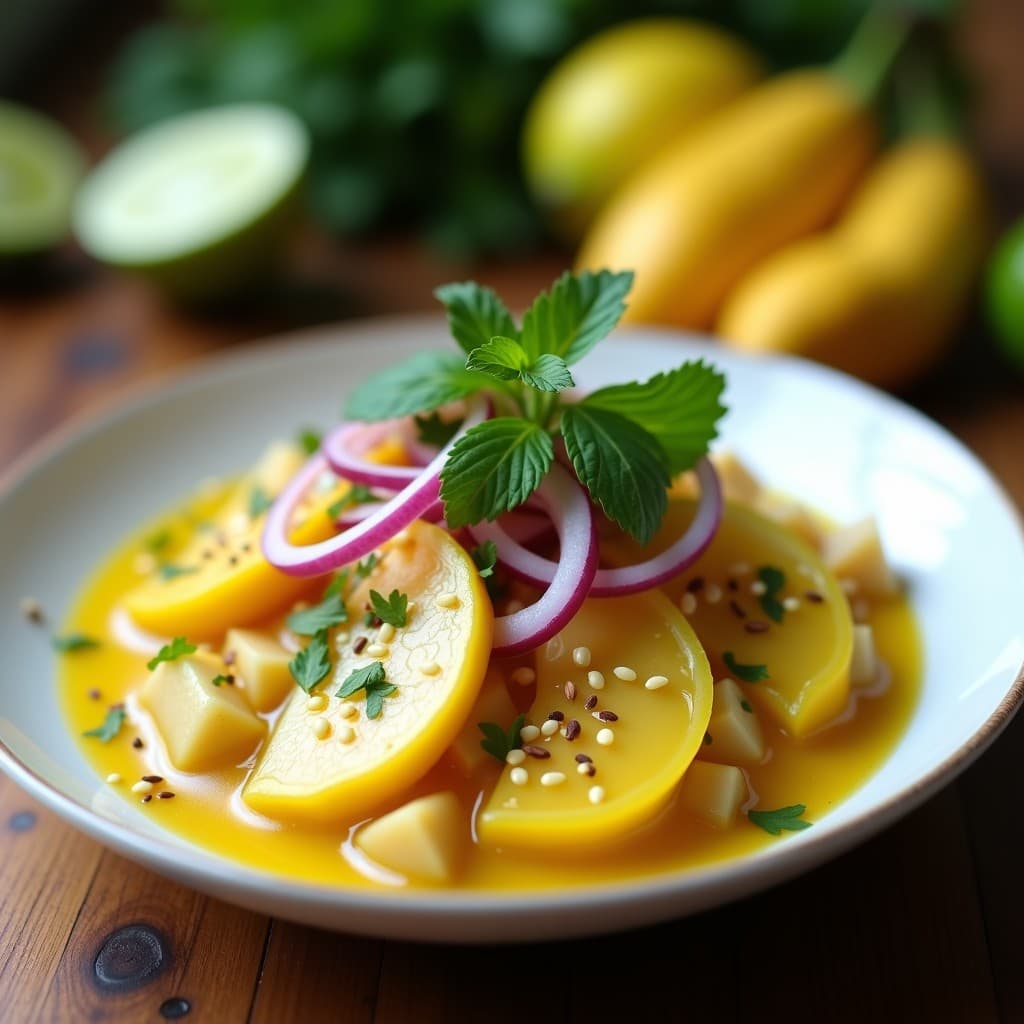 Ceviche de Hearts of Palm con Lechuga de Tigre de Lulo: Receta Colombiana Vegana y Exótica