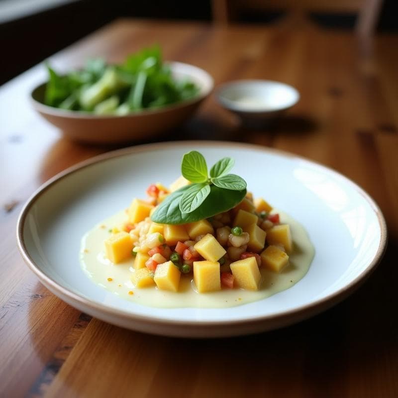Ceviche de Palmito y Aguacate con Leche de Coco: Entrante Brasilero Vegano