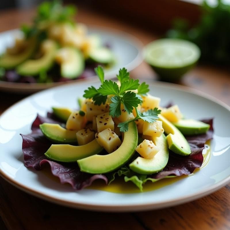 Ceviche de palmito y Aguacate con Vinagreta de Lulo: Receta Ecuatoriana Vegana