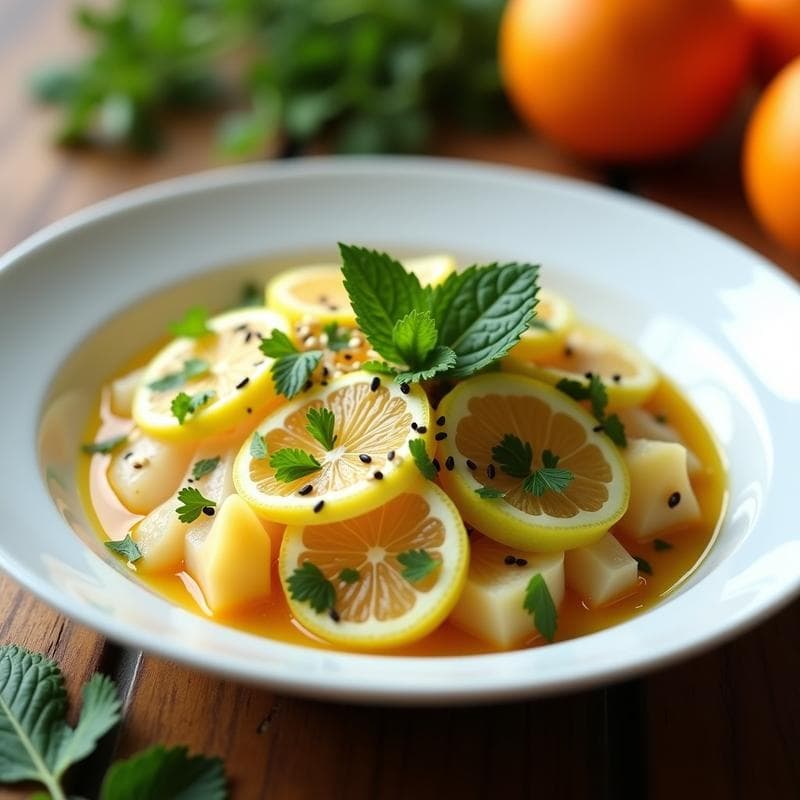 Ceviche de Palmito y Corazón de Apio con Leche de Naranja Agria: Receta Vegana y Refrescante