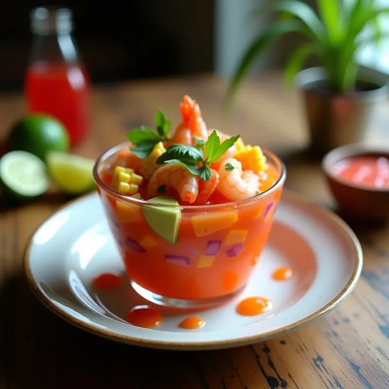Ceviche de Palmito y Camarones con Leche de Tigre de Acerola: Receta Peruana Sin Lácteos