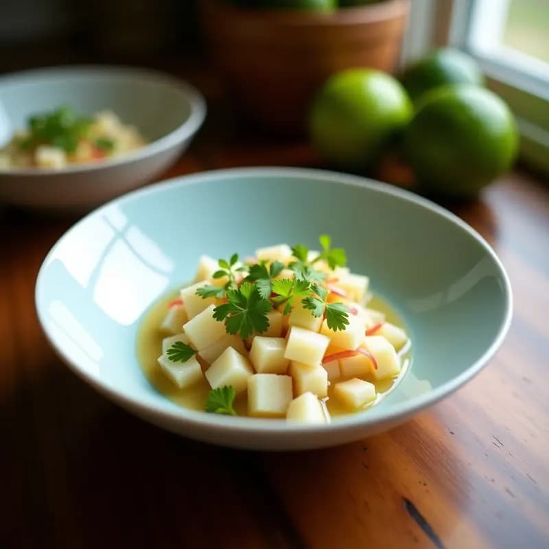 Ceviche de CorAZÓN de Palmito con Leche de Coco y Limón: Receta Vegana Peruanobrasileña
