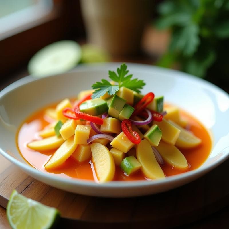 Ceiche de Palmito y Coriandro con Leche de Tigre de Lulo: Receta Colombiana Sin Pescado