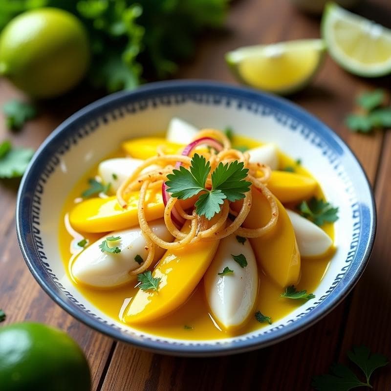 Ceiche de Palmito y Mango Biche: Receta Peruana Vegana con Leche de Limón