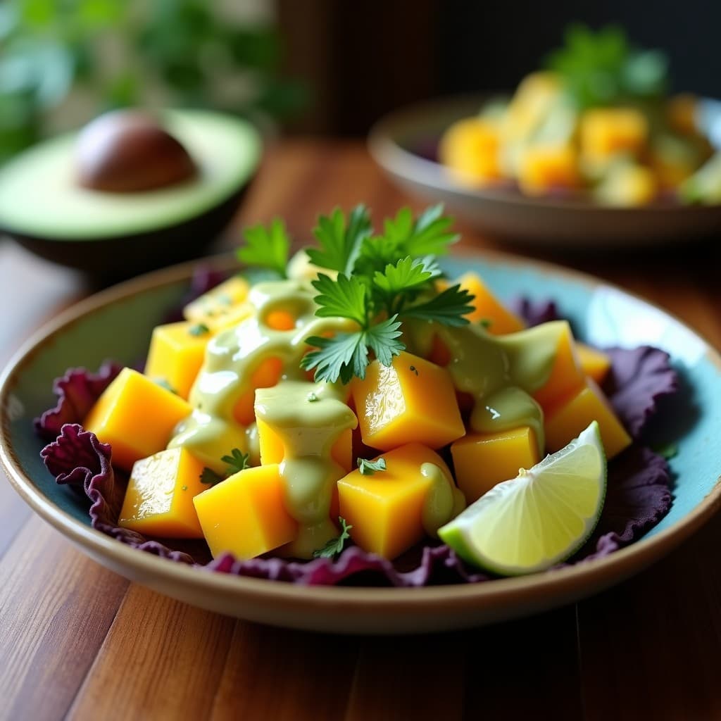 Ceviche de Palmito y Mango con Lechuga de Tigre de Limón: Receta Vegana Peruana