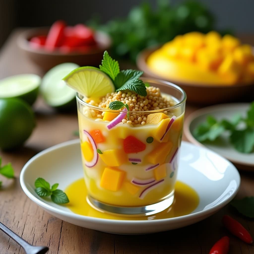 Ceviche de Palmito y Mango con Vinagreta de Lima: Receta Peruana Vegana y Keto