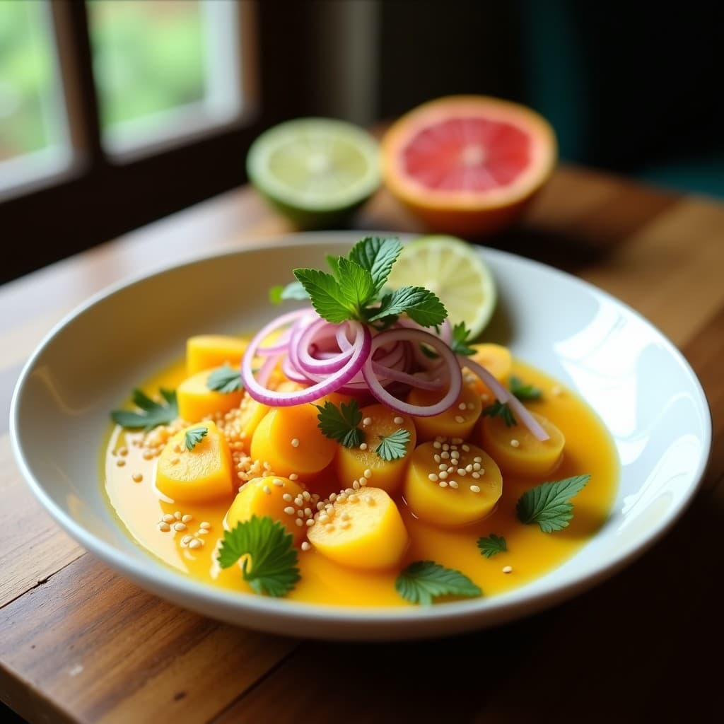 Ceviche de Palmito con Maracuyá y Ají Rocoto: Receta Peruana Vegana y Refrescante