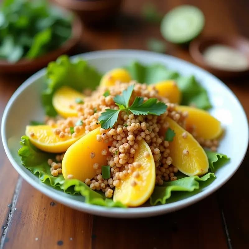Ceiche de Palmito y Maracuyá con Crujiente de Quinoa Inflada: Receta Peruana Vegana
