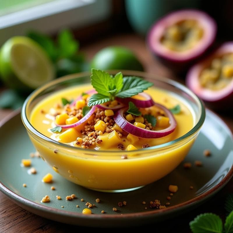 Ceviche de Palmito y Maracuyá: Receta Brasilera Vegana con Crunch de Maíz Morado
