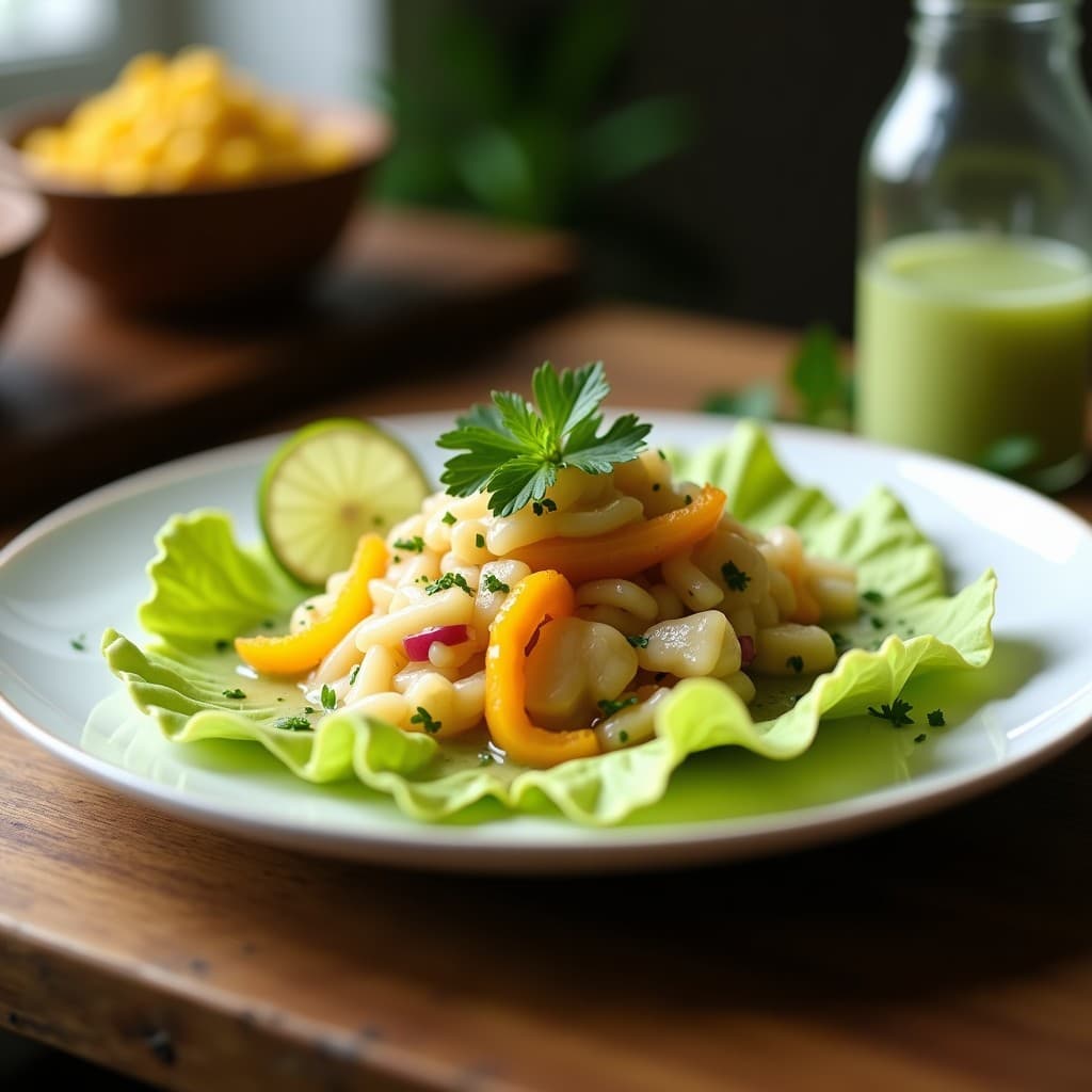 Ceviche de Palmito y Pimiento Amarillo: Receta Vegana Peruana con Leche de Limón
