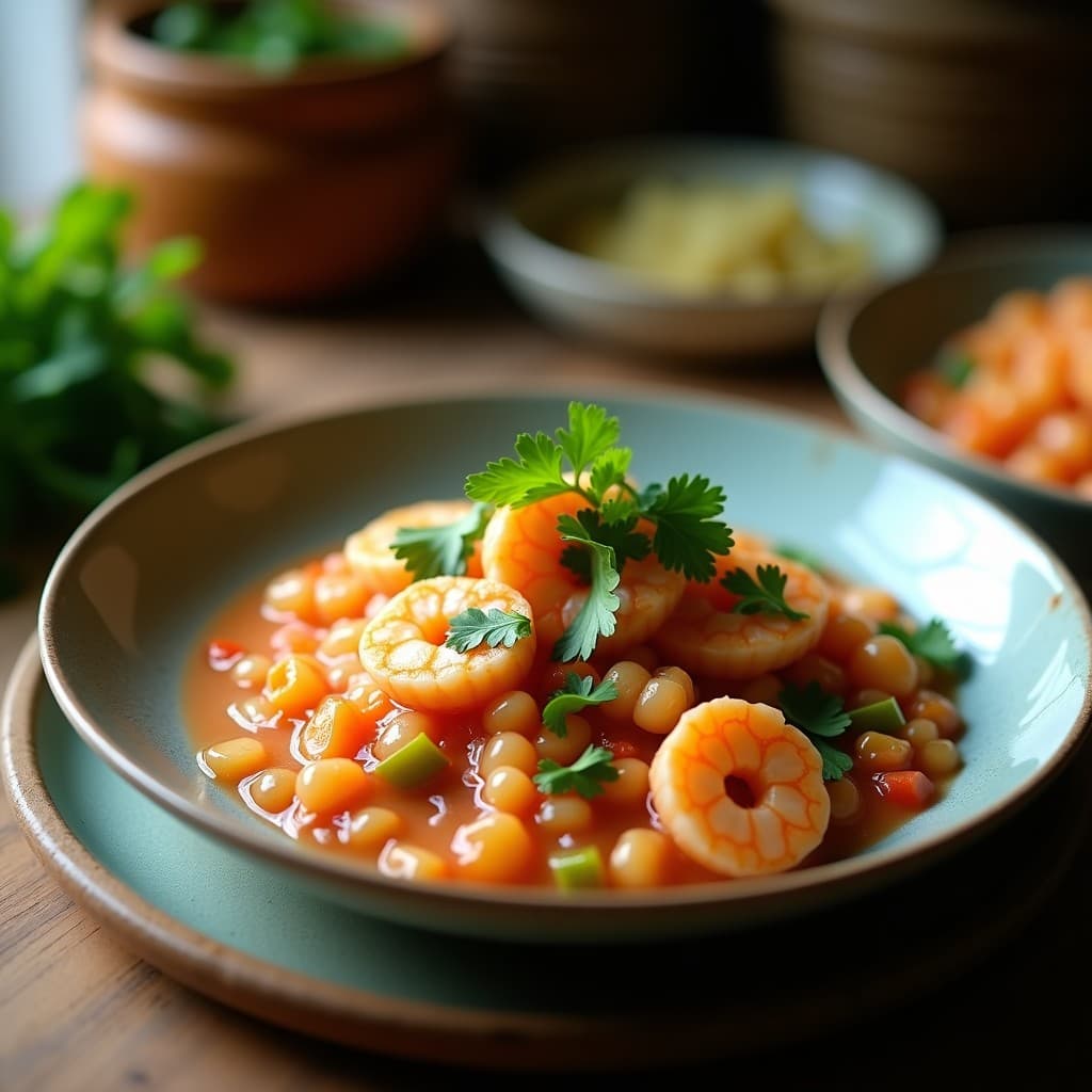 Ceviche de Palmitos y Camaron: Entrante Peruano con Leche de Coco y Cilantro
