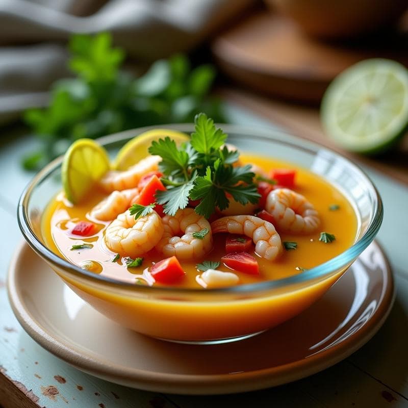 Ceviche de Palmitos y Camarones con Leche de Tigre de Lulo: Receta Fusion Ecuatoriana en 20 Minutos