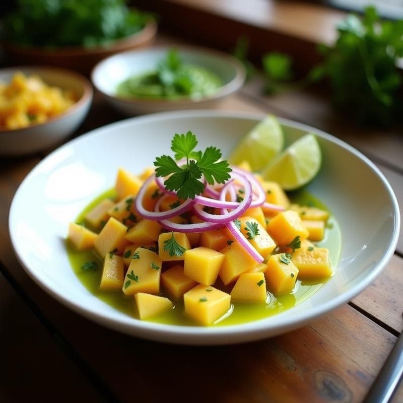 Ceviche de Palmitos y Maracuyá con Lechuga de Tigre de Lima: Receta Vegana Peruana y Refrescante