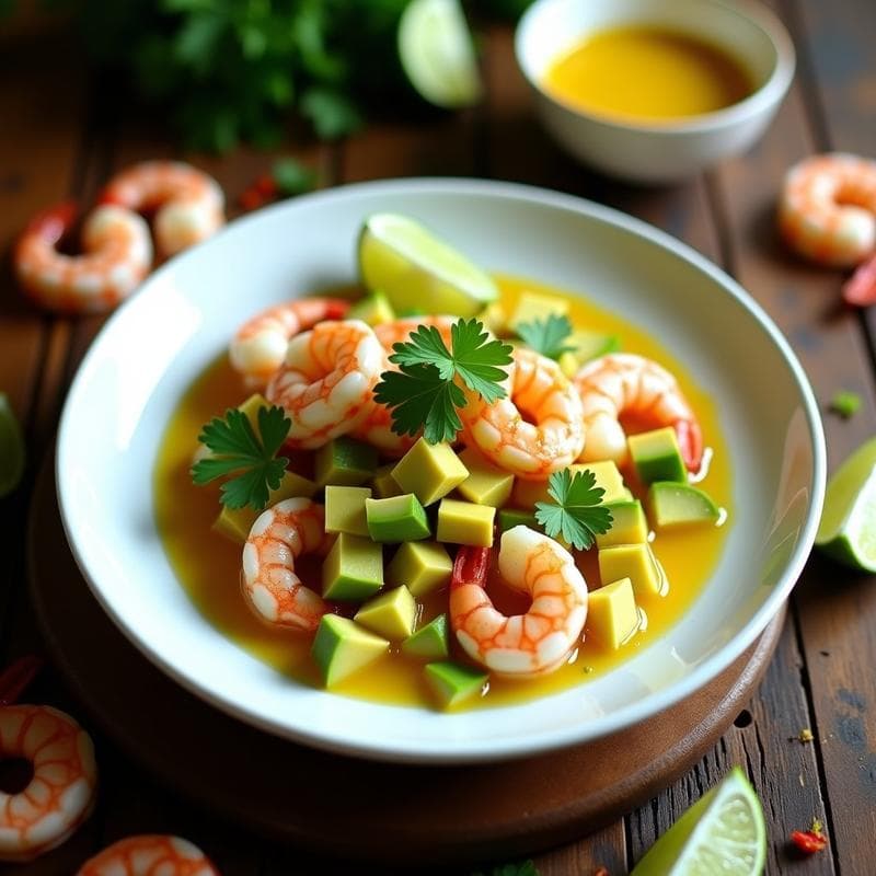 Ceviche de Palta y Camarones con Leche de Tigre de Cúrcuma: Receta Peruana Detox