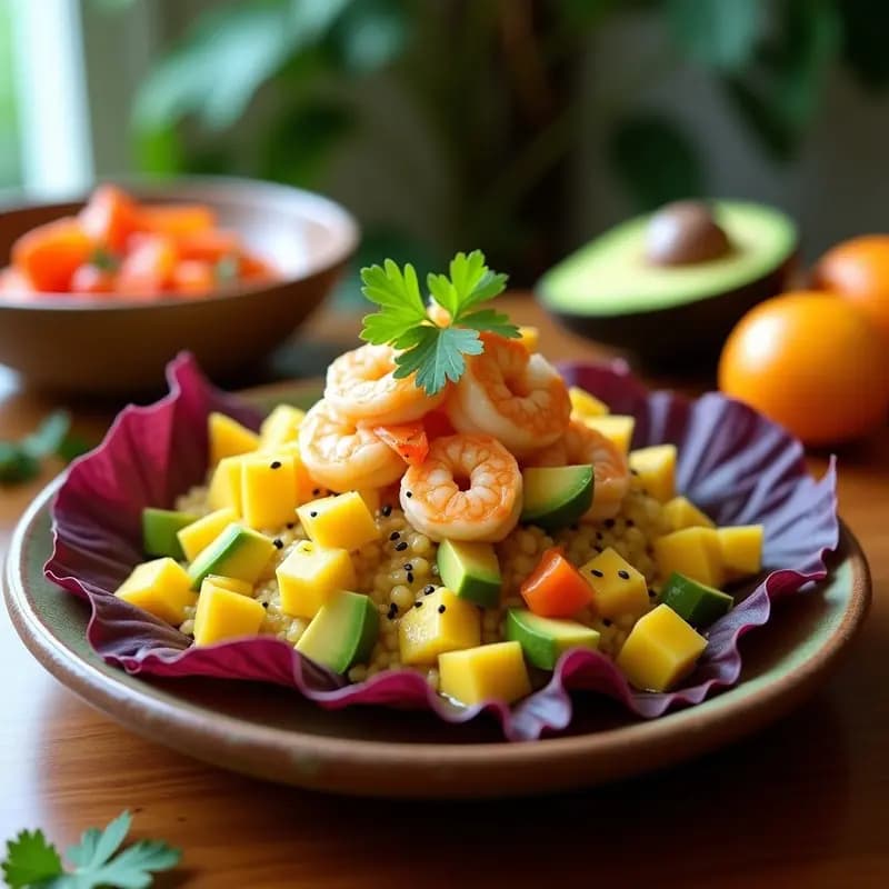 Ceiche Peruano de Palta y Camarones con Leche de Tigre de Mango: Entrante Fresco y Alta en Omega-3