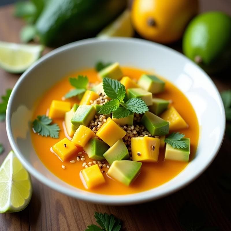 Ceichi de Palta y Mango con Leche de Tigre de Lulo: Receta Fusion Peruano-Colombiana
