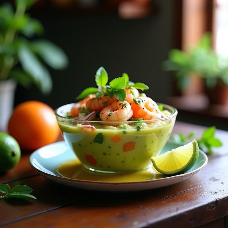Ceviche de Papaya Verde y Camarones: Receta Peruana en Olla Exprés sin Cocción