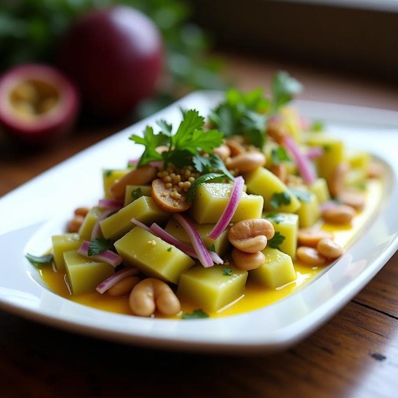 Ceviche de Papaya Verde y Maracuyá: Receta Peruana Vegana con Toque Ácido