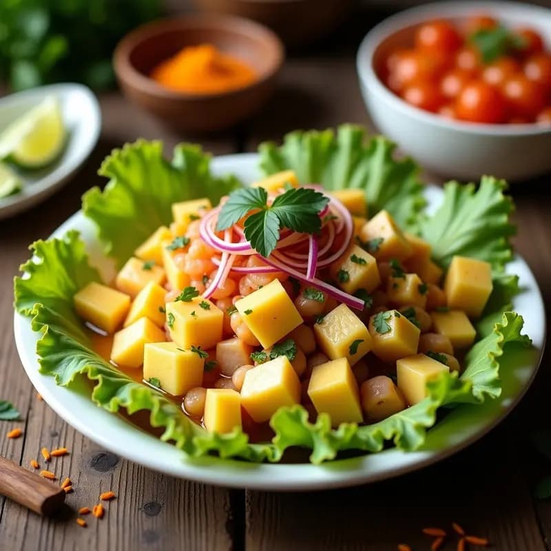 Ceviche Peruano de Pescado Blanco con Camote y Choclo: Receta Fresca y Citrica
