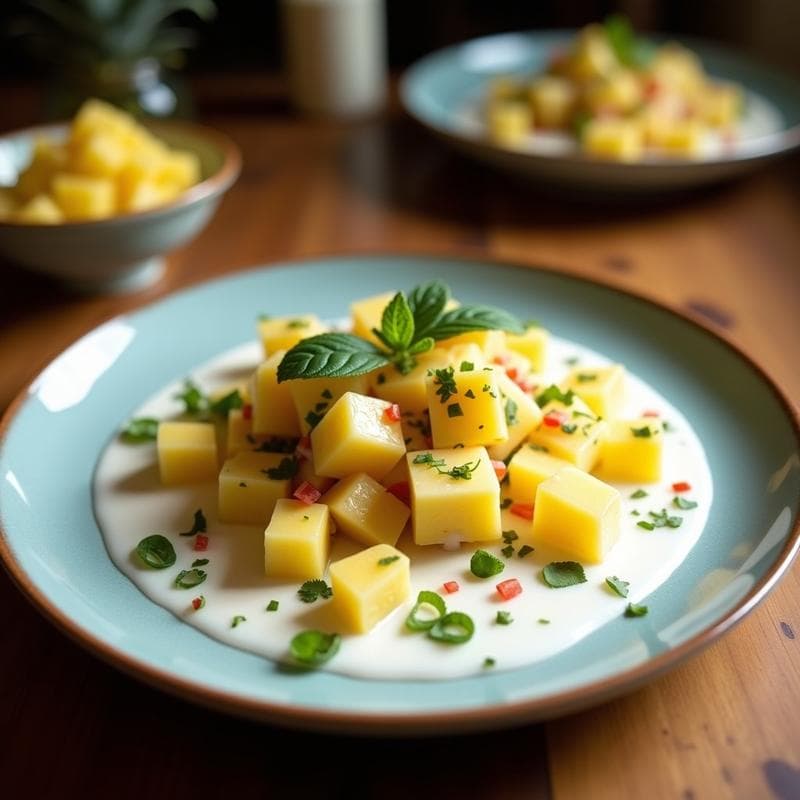 Ceviche de Piña y Jengibre con Leche de Coco: Receta Vegana Tailandesa en 10 Minutos