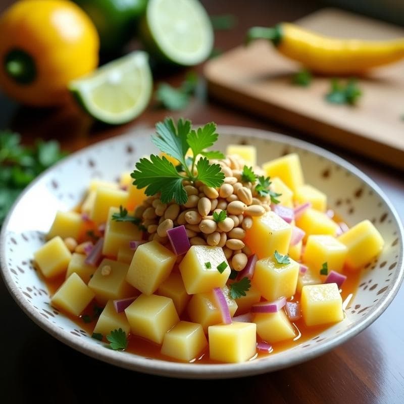 Ceviche de Piña y Jengibre: Receta Vegana Peruana Sin Pescado y con Toque Picante