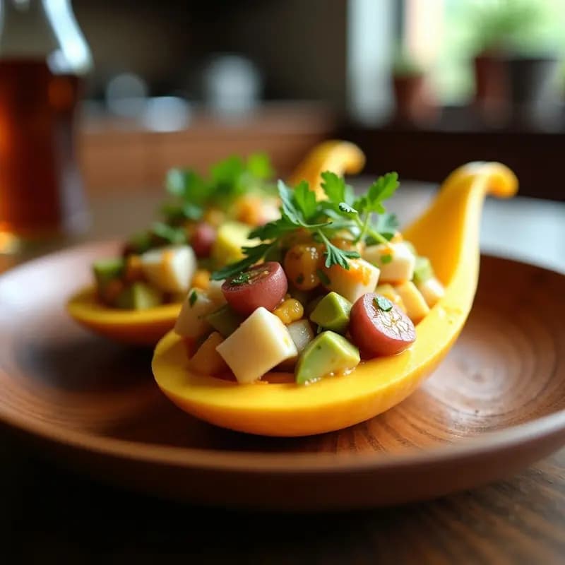 Ceviche de Pulpo con Aguacate y Salsa de Lulo: Receta Colombiana en Cuchara de Mango