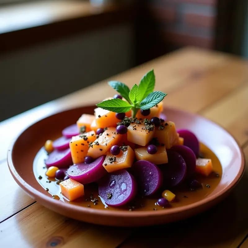Ceviche de Pulpo y Batata Morada: Receta Peruana con Toque Andino y Picante