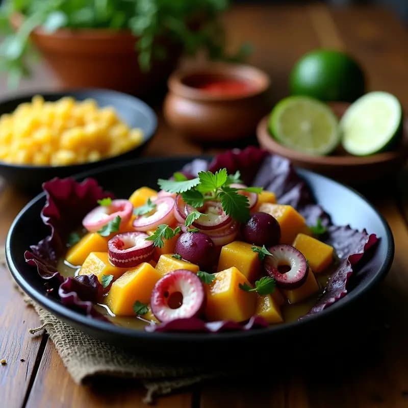 Ceviche de Pulpo y Batata Morada: Receta Peruana con Leche de Limón y Rocoto