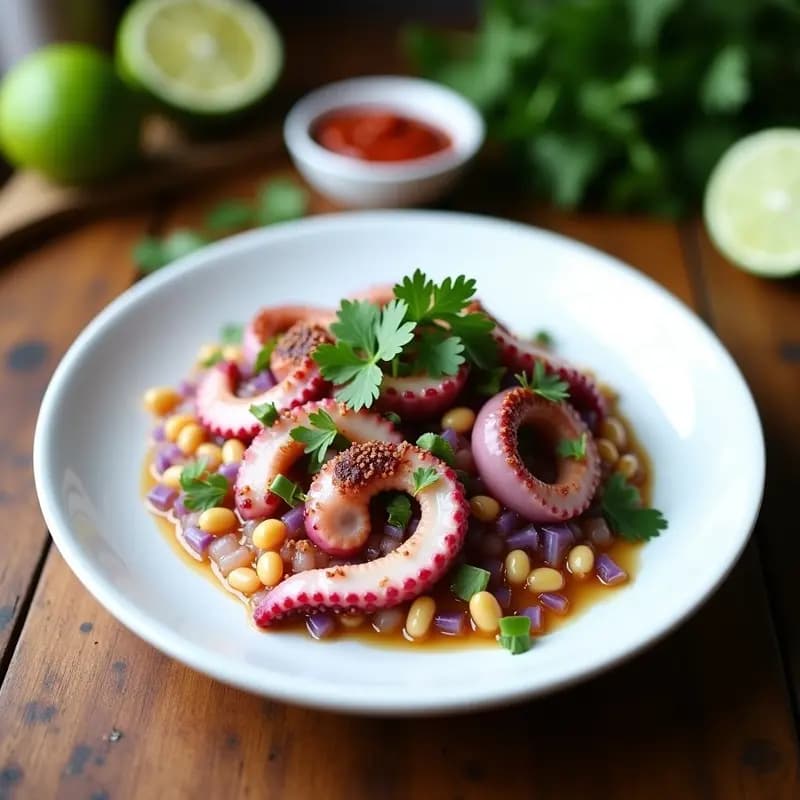 Ceviche de Pulpo con Cebolla Morada y Cilantro: Receta Peruana Cítrica en 15 Minutos