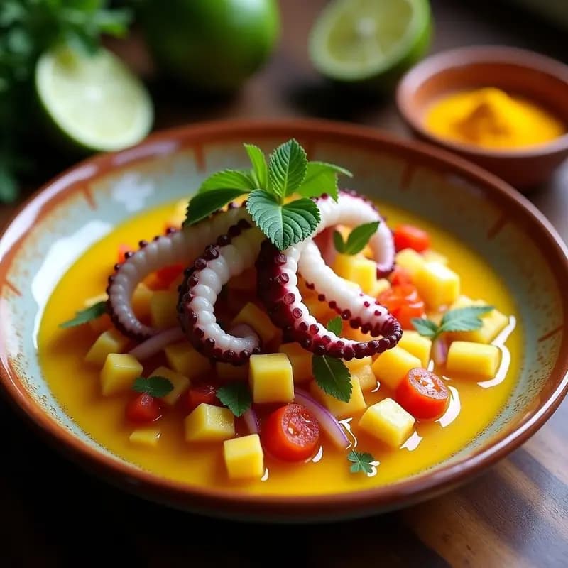 Ceviche de Pulpo con Chuño y Ají Amarillo: Receta Boliviana Tradicional y Picante