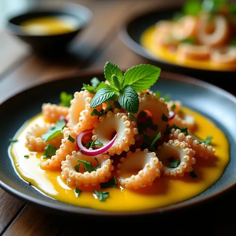 Ceviche de Pulpo con Cocona y Camu Camu: Receta Peruana Antioxidante y Exótica