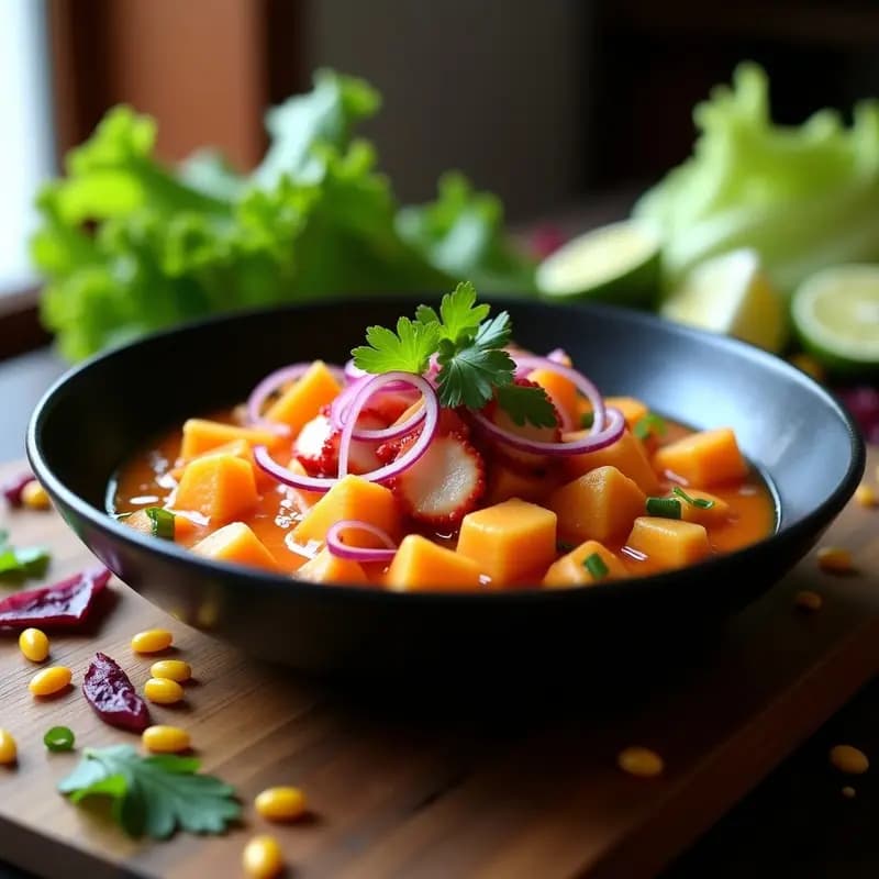 Ceviche de Pulpo y Cocona: Receta de Fusión Peruano-Amazónica en 10 Minutos