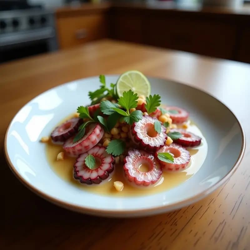 Ceviche de Pulpo con Leche de Coco y Lima: Receta Costarricense Tropical