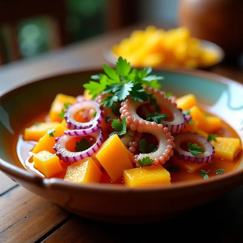 Ceviche de Pulpo con Lulo y Cilantro: Receta Peruana Ácida y Refrescante
