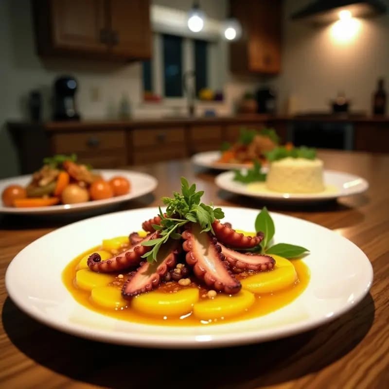 Ceviche de Pulpo y Mango Verde: Receta Peruana con Rocoto y Camote Morado