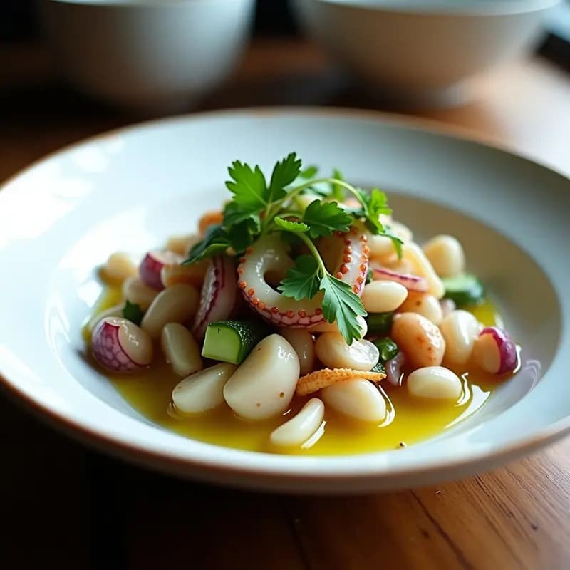 Ceviche de Pulpo con Pimiento de Padrón y Aceite de Oliva Virgen: Receta Gallega Fusion