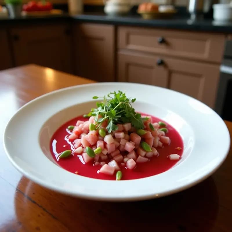 Ceviche Violeta de Remolacha y Salmón: Receta Peruana con Leche de Tigre Morada