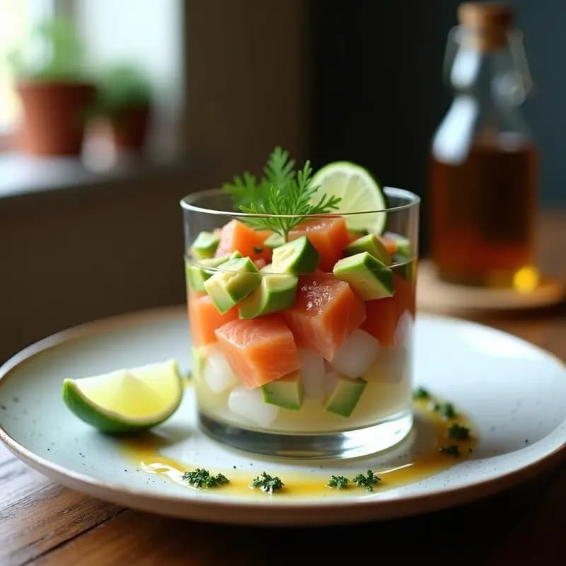 Ceviche de Salmón Ahumado y Aguacate: Receta Peruana-Nórdica con Toque de Eneldo
